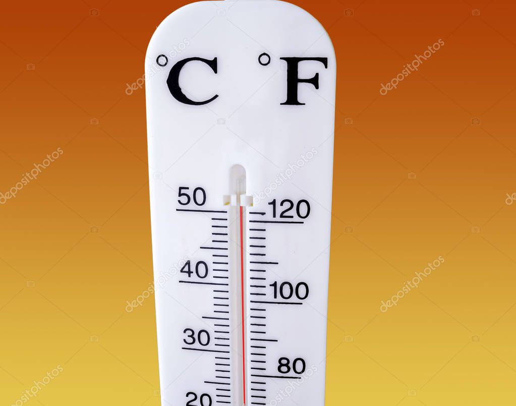 Thermometer shows an drastic increase in temperature conditions 