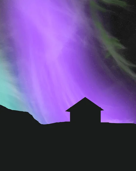 Иллюстрация Aurora Borealis Отдаленном Месте — стоковое фото