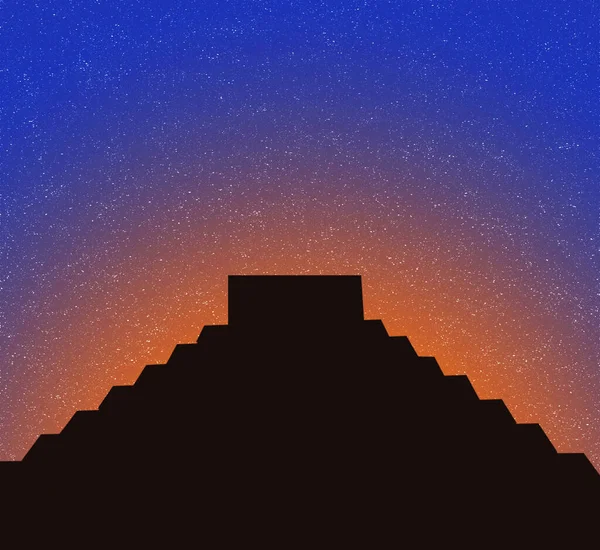 Ilustração Uma Pirâmide Asteca Maaiana Durante Madrugada — Fotografia de Stock