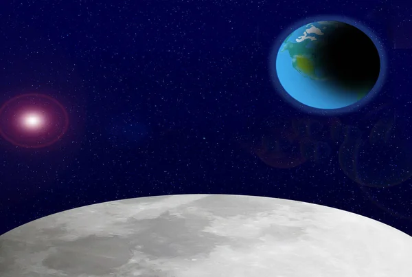 Ilustración Tierra Solar Luna — Foto de Stock