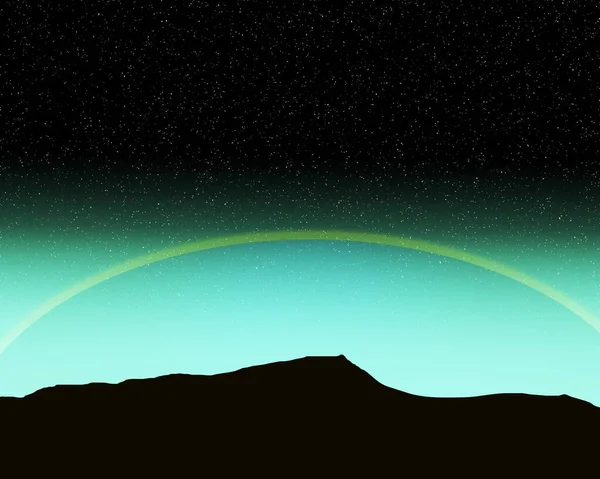 異星人の惑星の上に上昇する地球外惑星の3Dイラスト — ストック写真