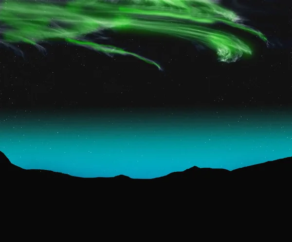 Illustrations Des Aurores Boréales Theaurora Borealis Dessus Une Vallée Dans — Photo