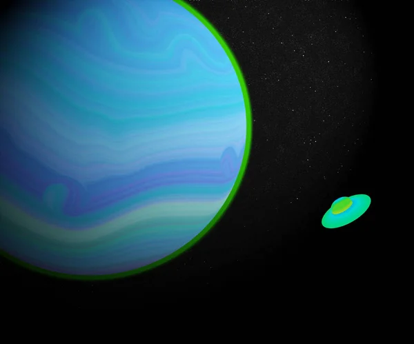 Illustration Gasformig Planet Med Ett Ufo Eller Uap — Stockfoto