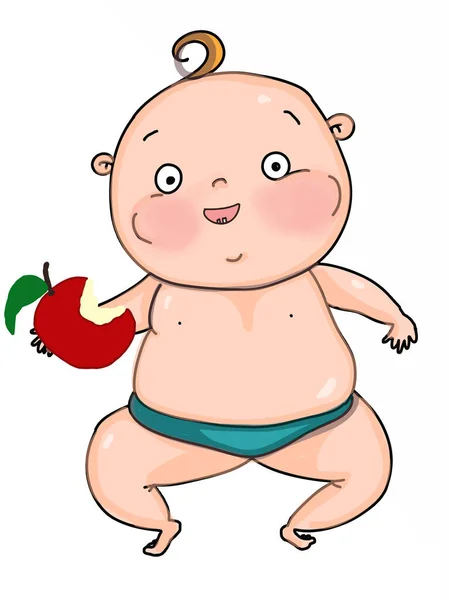 Schattige Cartoon Baby Illustratie Tekening Geïsoleerd — Stockfoto