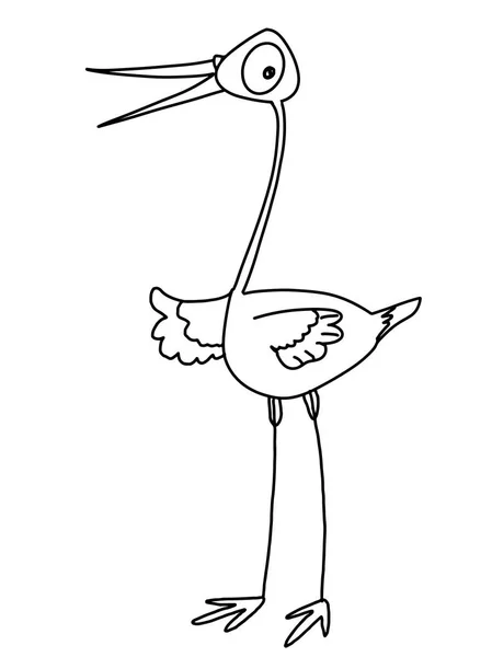 Cartoon Stork Coloring Drawing — Stock Photo, Image