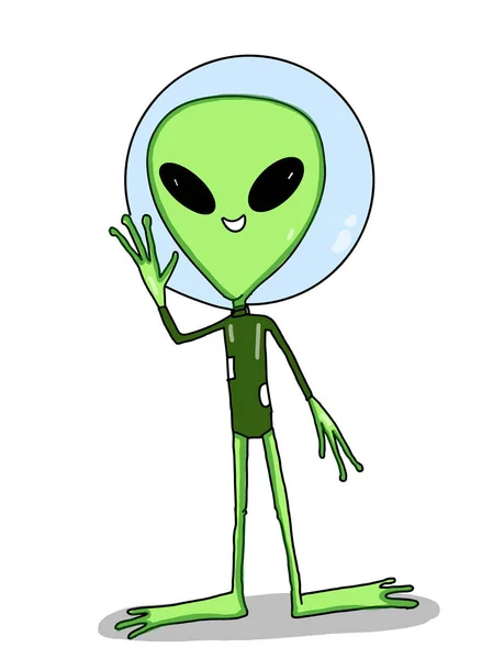 cartoon alien in the ufo illustration