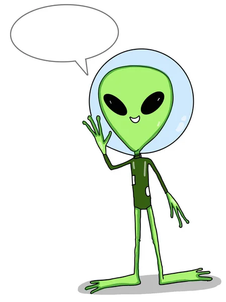 cartoon alien in the ufo illustration