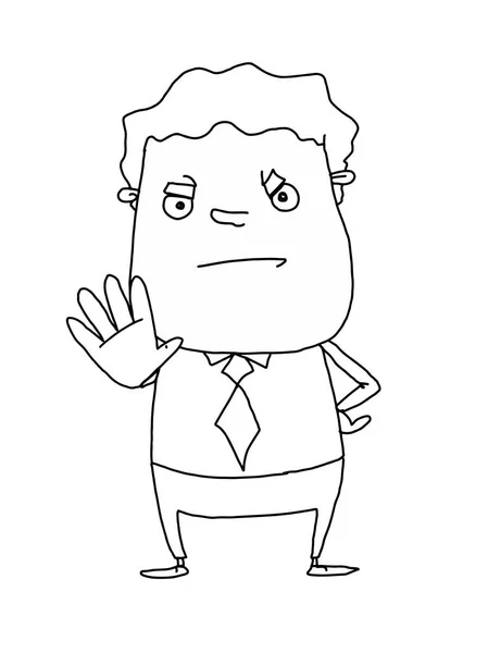 Desenho Animado Homem Mãos Para Cima Ilustração Fala Bolha Parar — Fotografia de Stock