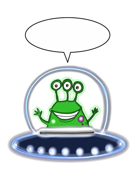 cartoon alien in the ufo illustration