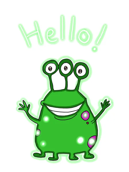 Cartoon Alien Der Ufo Illustration — Stockfoto