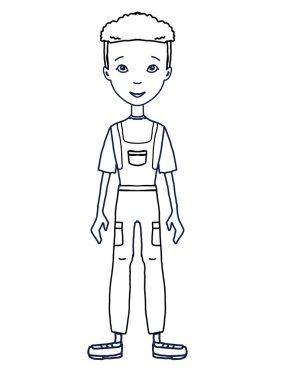 Genç kız erkek çocuk ayakta illüstrasyon karikatür