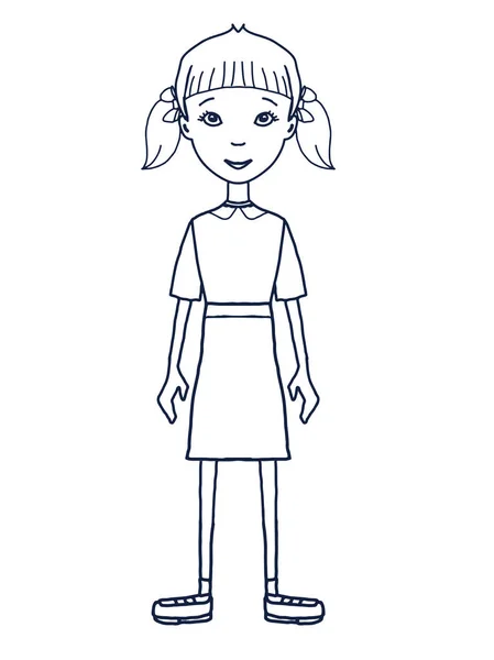 Desene Animate Tineri Fată Băiat Copil Picioare Ilustrare — Fotografie, imagine de stoc