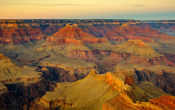 Grand canyon landscape view with dark contrast and vivid colours, Arizona, USA
