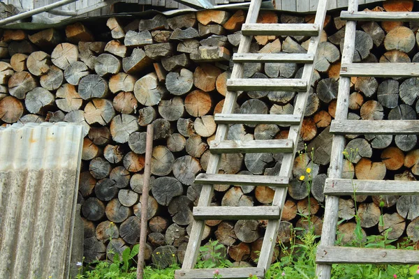 Yard in the village. Rustic background. Close-up.