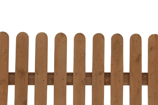 Beautiful decorative wooden fence. Close-up. Isolated on white background.