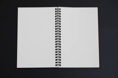 Açık yeni boş kitap siyah üzerine her şeyi yazmak için izole.