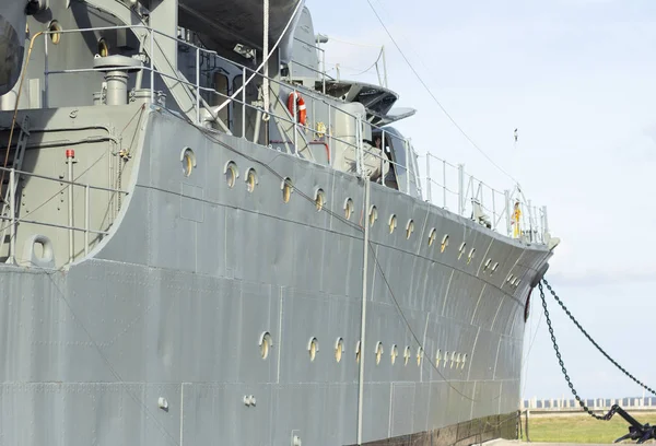 Vista Exterior Navio Guerra Com Céu Azul — Fotografia de Stock