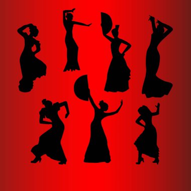 Flamenko dansçılar vector silhouettes