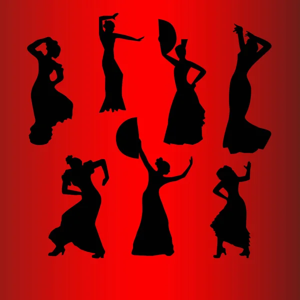 Σιλουέτες Vector Χορευτές Φλαμένκο — Διανυσματικό Αρχείο