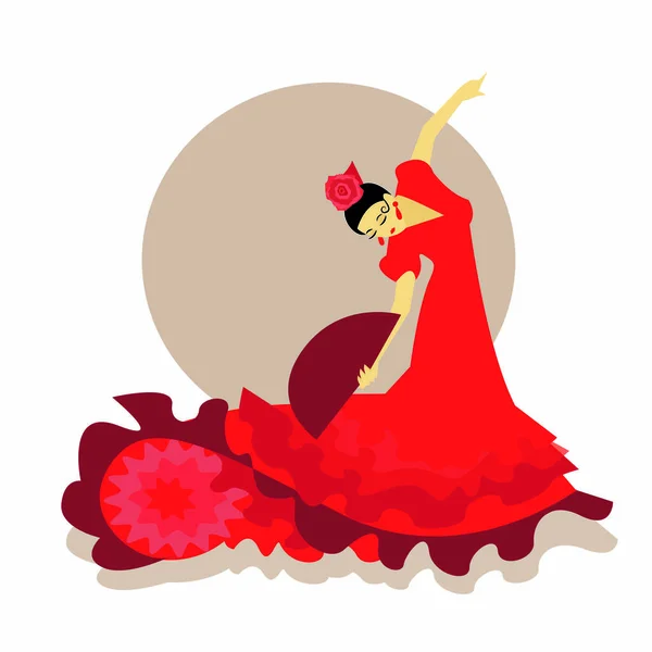 Bailarina Flamenco Rojo — Vector de stock