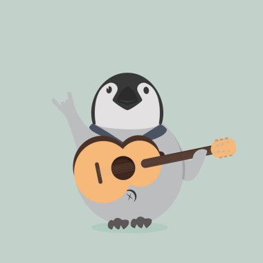gitar olan bebek penguen