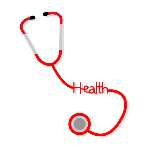 Red Stethoscope Health Text Vector — Stock Vector
