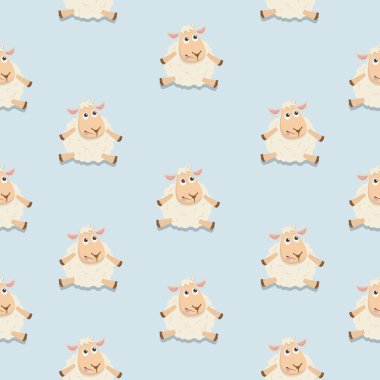 Sevimli koyun mutlu vertor desen oturan