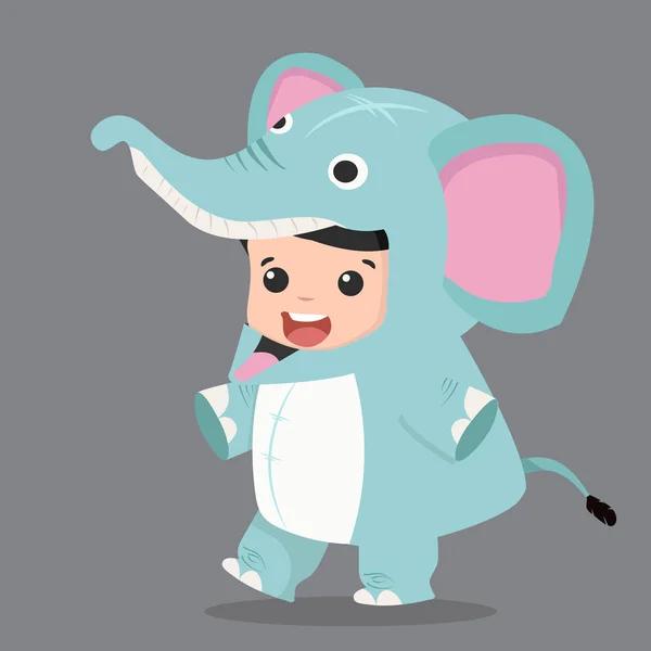 Personaggi Dei Bambini Costume Elefante — Vettoriale Stock