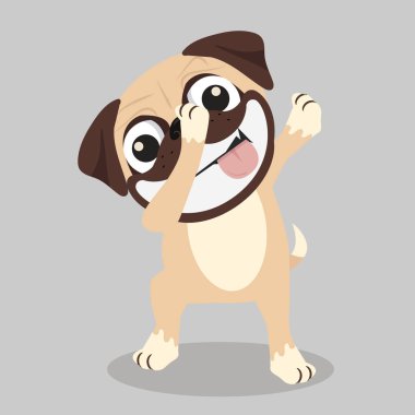 Dabbing pug gülümsemek yüz vektör