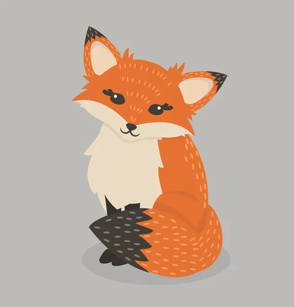 Bastante Rojo Fox Sentado Ilustración — Vector de stock