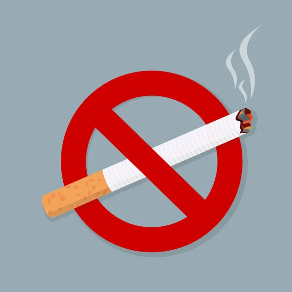 灰色の背景に分離された禁煙の標識 — ストックベクタ