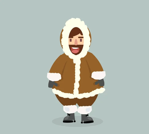 Funny Eskimo Man Flat Design — Stock Vector
