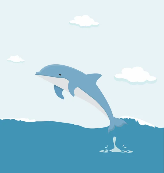 Hoppande Delfiner Havet Vektorn — Stock vektor