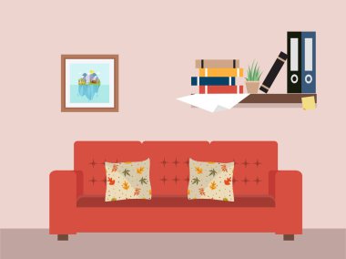 Oturma odası mobilya çalışma alanı ile