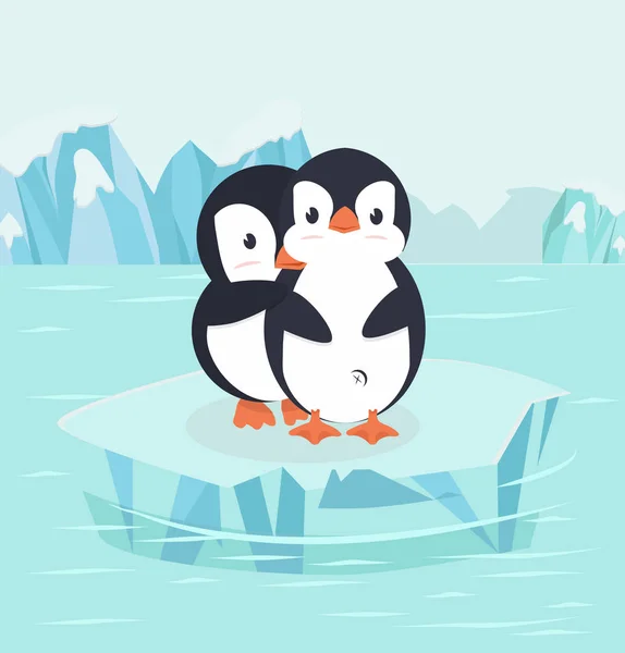 Pingwin Uścisk Arktyce Biegun Północny — Wektor stockowy