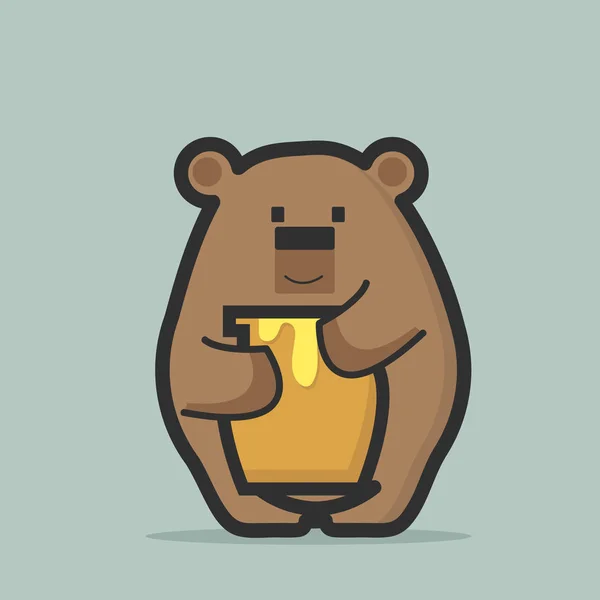 Милый Медведь Держит Банку Меда — стоковый вектор