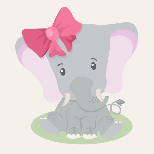 Bebê Elefante Bonito Com Grande Arco —  Vetores de Stock