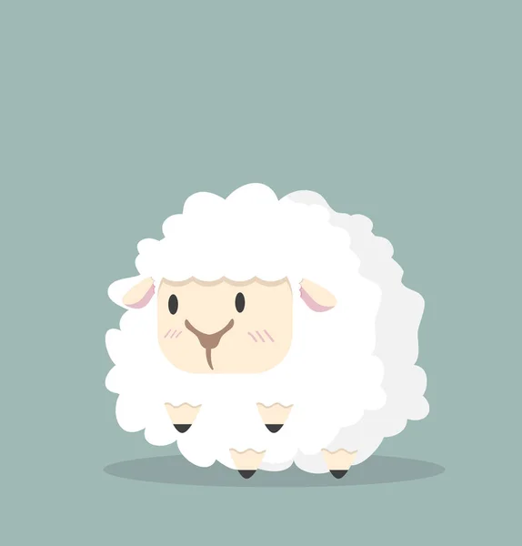 Cute White Little Sheep Vector — Stock Vector