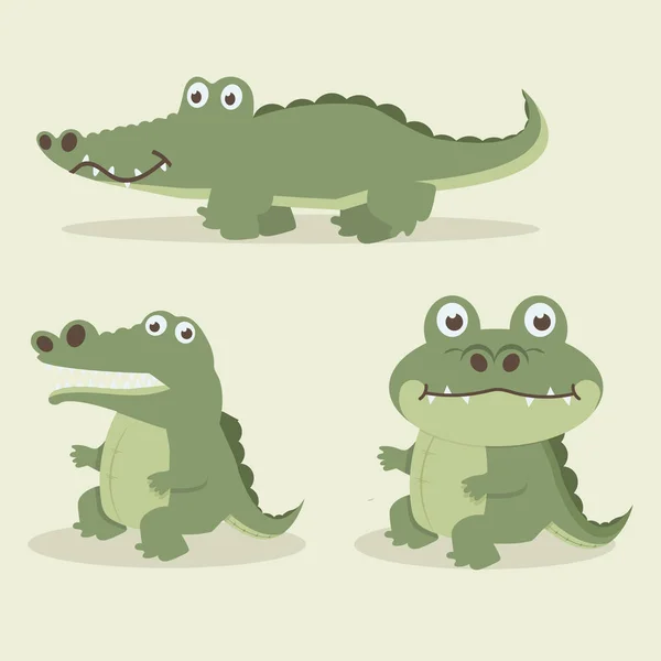 Drăguț Set Vector Desene Animate Crocodil — Vector de stoc