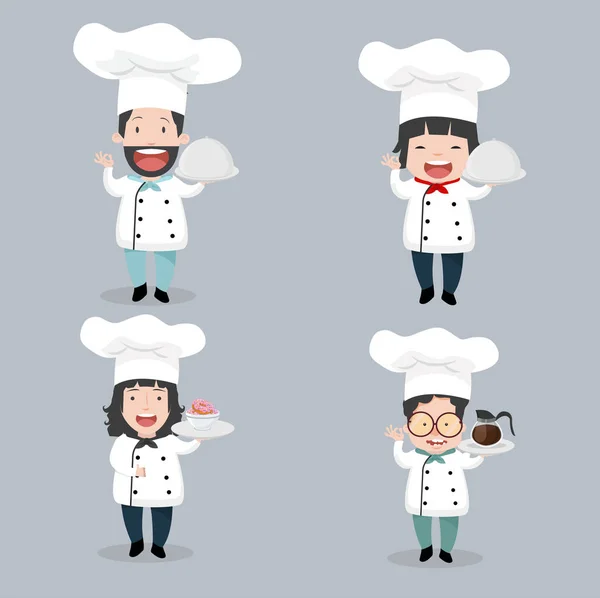 Conjunto Caracteres Chef Vetor — Vetor de Stock