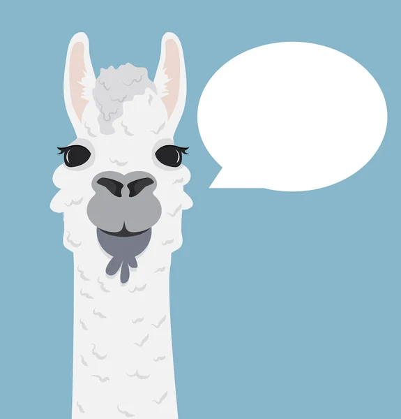 Alpaca Lama Portrait Speech Bubble — Stock Vector