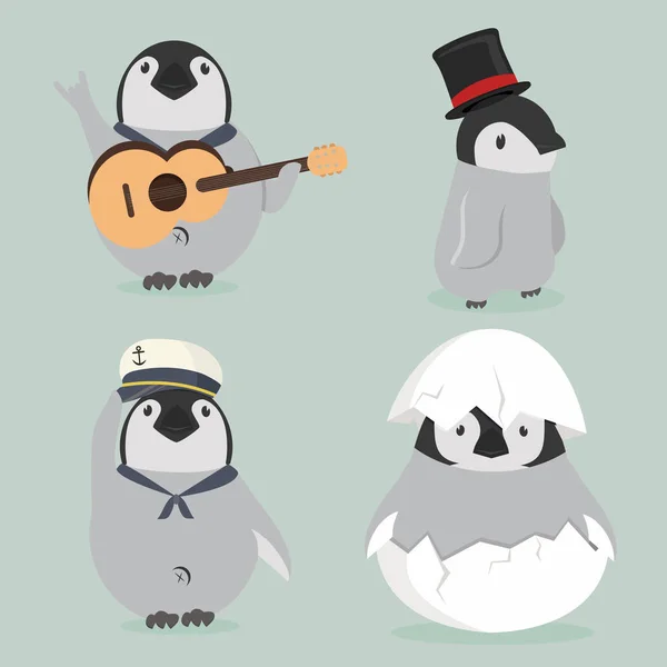 Jeu Caractères Bébé Pingouin — Image vectorielle