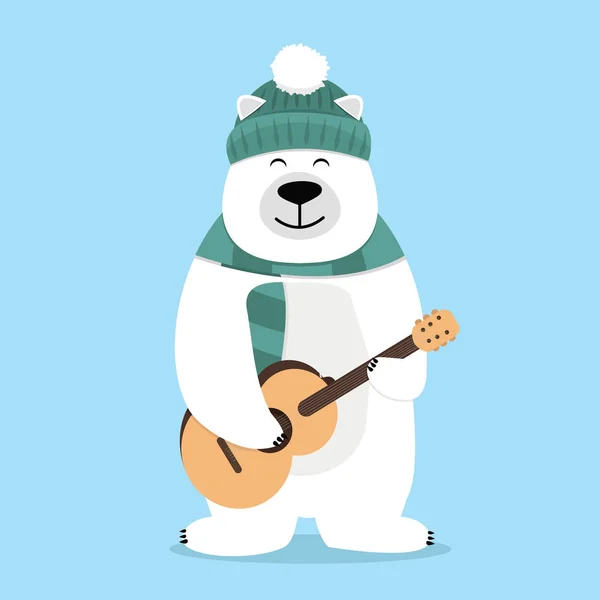 Плюшевый Медведь Гитарой — стоковый вектор