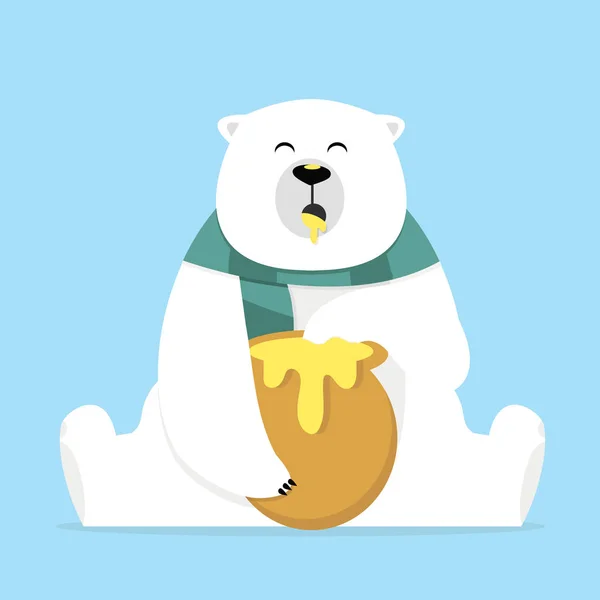 Μοναχικό Teddy Αρκούδα Τρώει Γλυκό Μέλι — Διανυσματικό Αρχείο