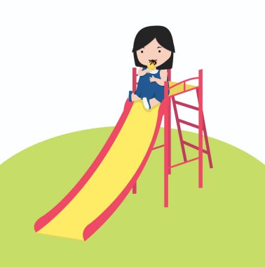 küçük kız kaymak zevk oynamak