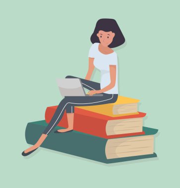 yığın kitap bilgi kavramı oturan kadın