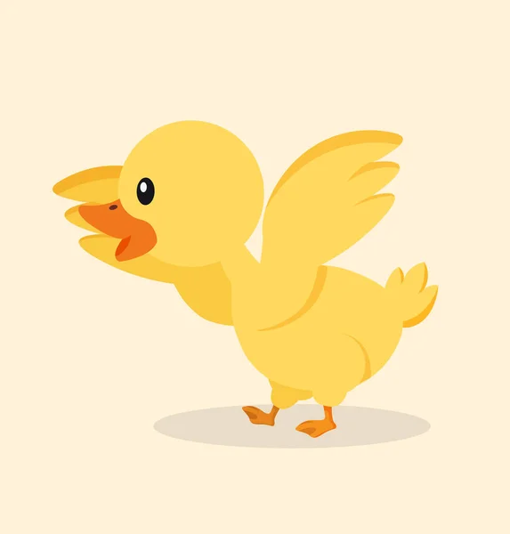 Süße Gelbe Entenkarikatur — Stockvektor