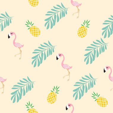 sevimli pembe flamingo tropikal desen