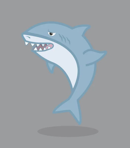 Divertido Tiburón Dibujos Animados Carácter Vector — Vector de stock