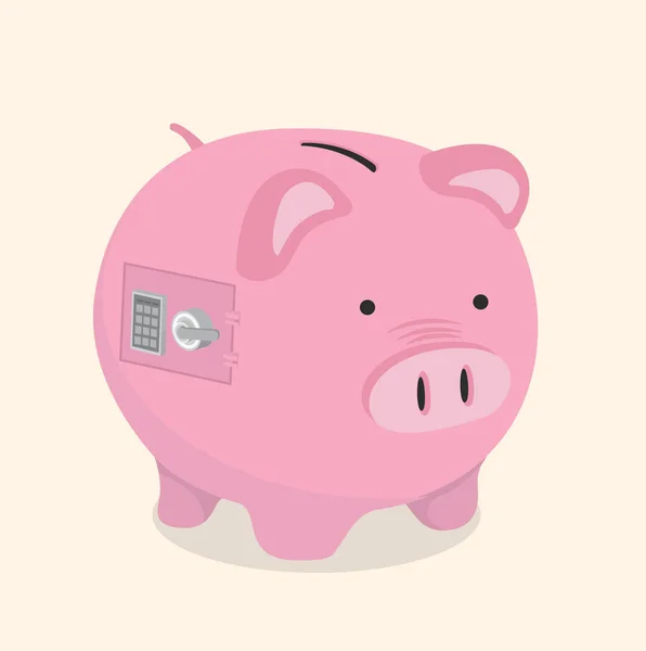 Piggy Bank Veilig Geld Besparingen Concept — Stockvector